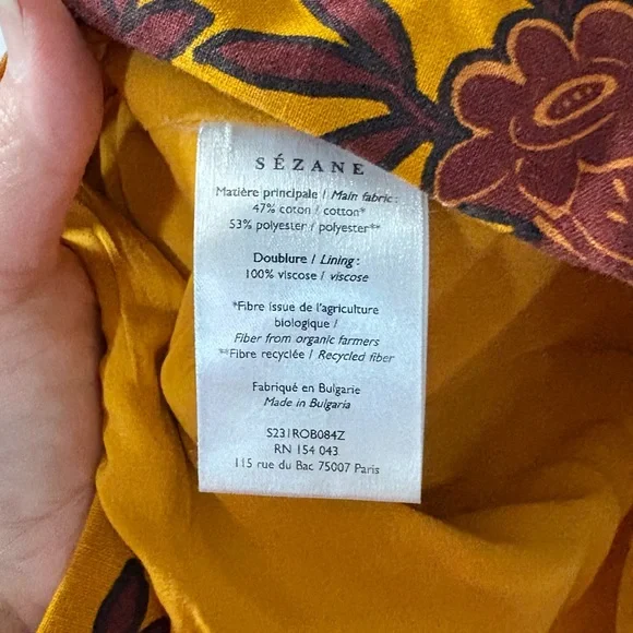 Sezane Pauline Luanda Ocre Floral Dress size 8 - Picture 8 of 8